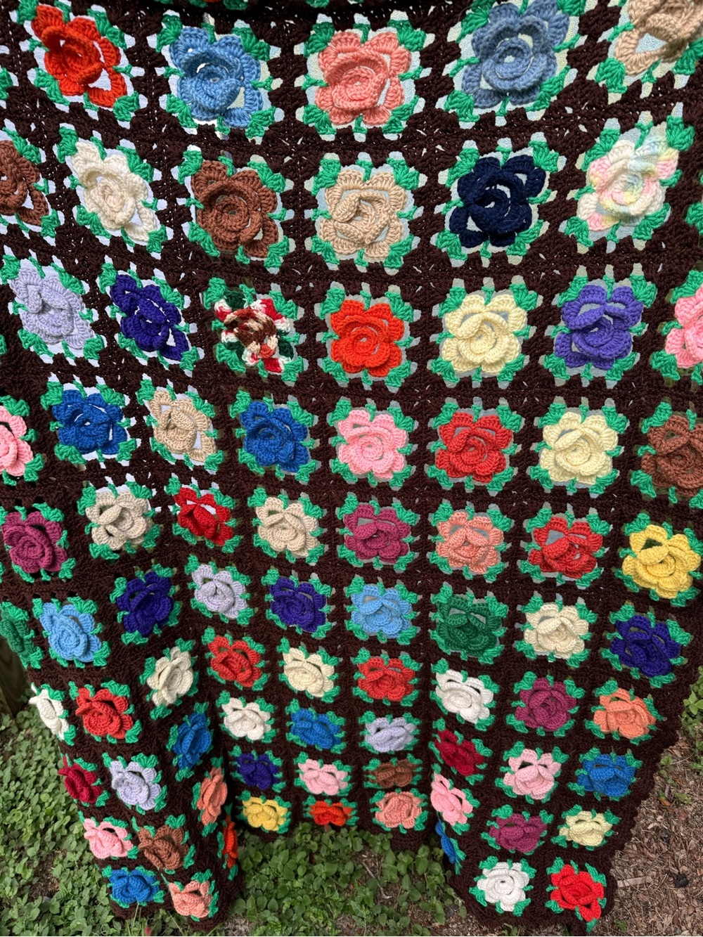 Handmade Multicolor Rose Crochet Throw Blanket‎
